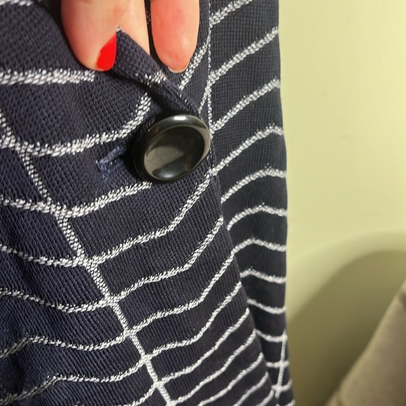 Misook Women's Jacket Blazer Chevron Knit One Button Notched Collar Blue - Picture 14 of 15